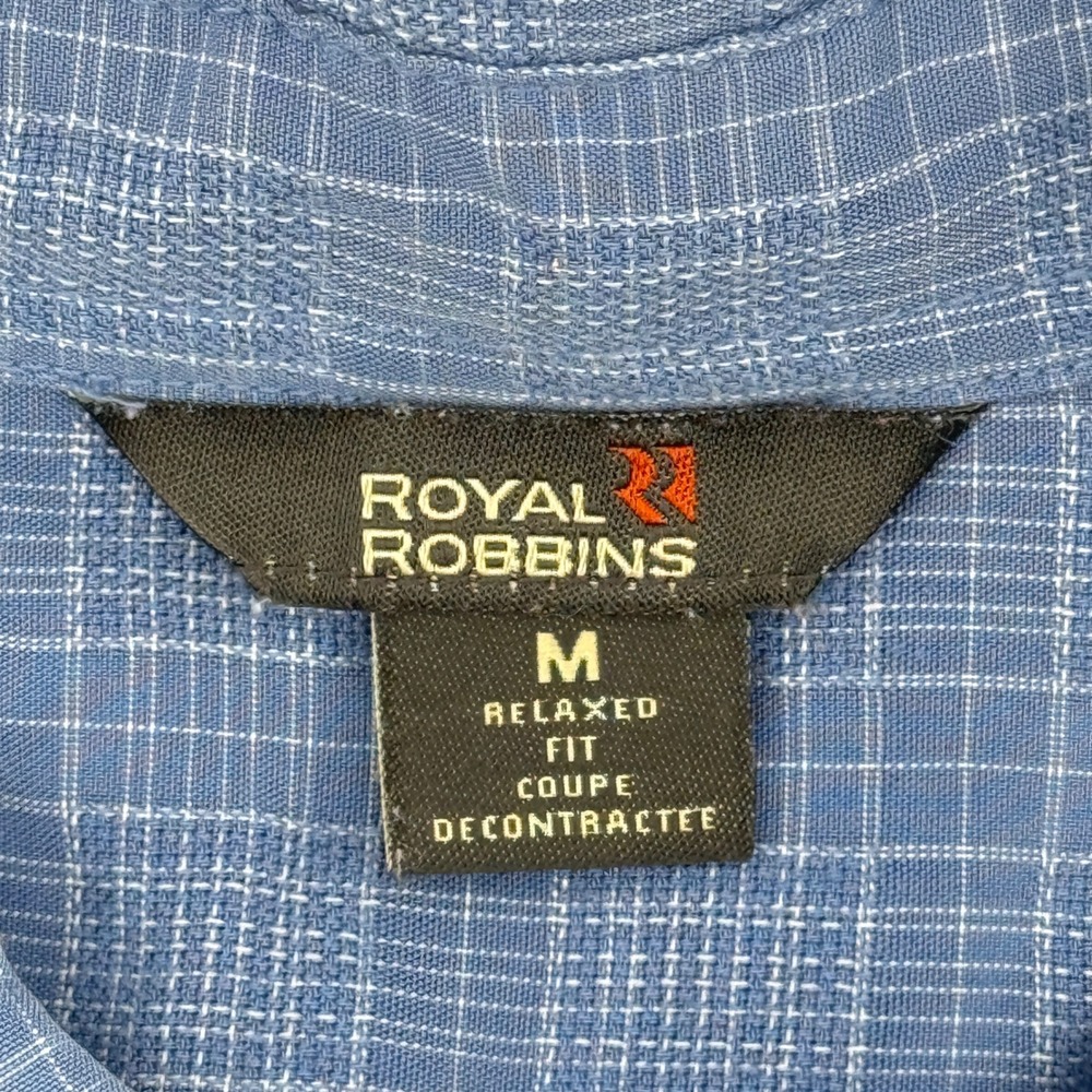 Royal Robbins Mens Blue Grid Textured Short Sleeve Button Down Shirt M Relaxed - Picture 3 of 12